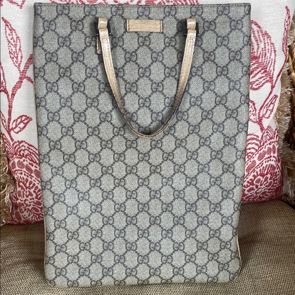 Gucci Gray Monogram Canvas Tote - Picture 1 of 11